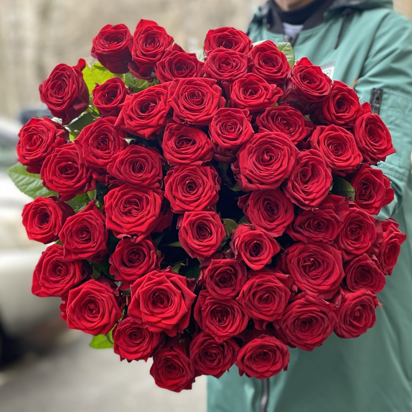 51 красная роза 70 см