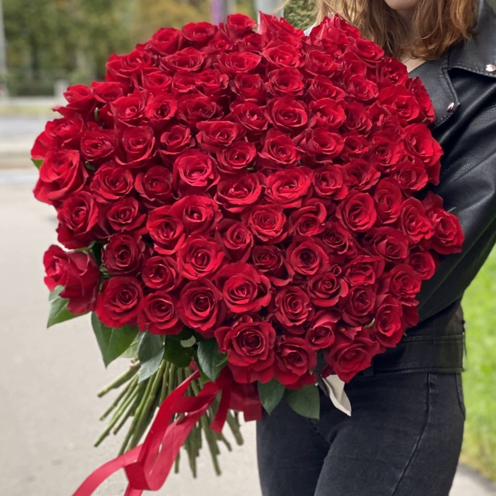 101 красная роза 80 см