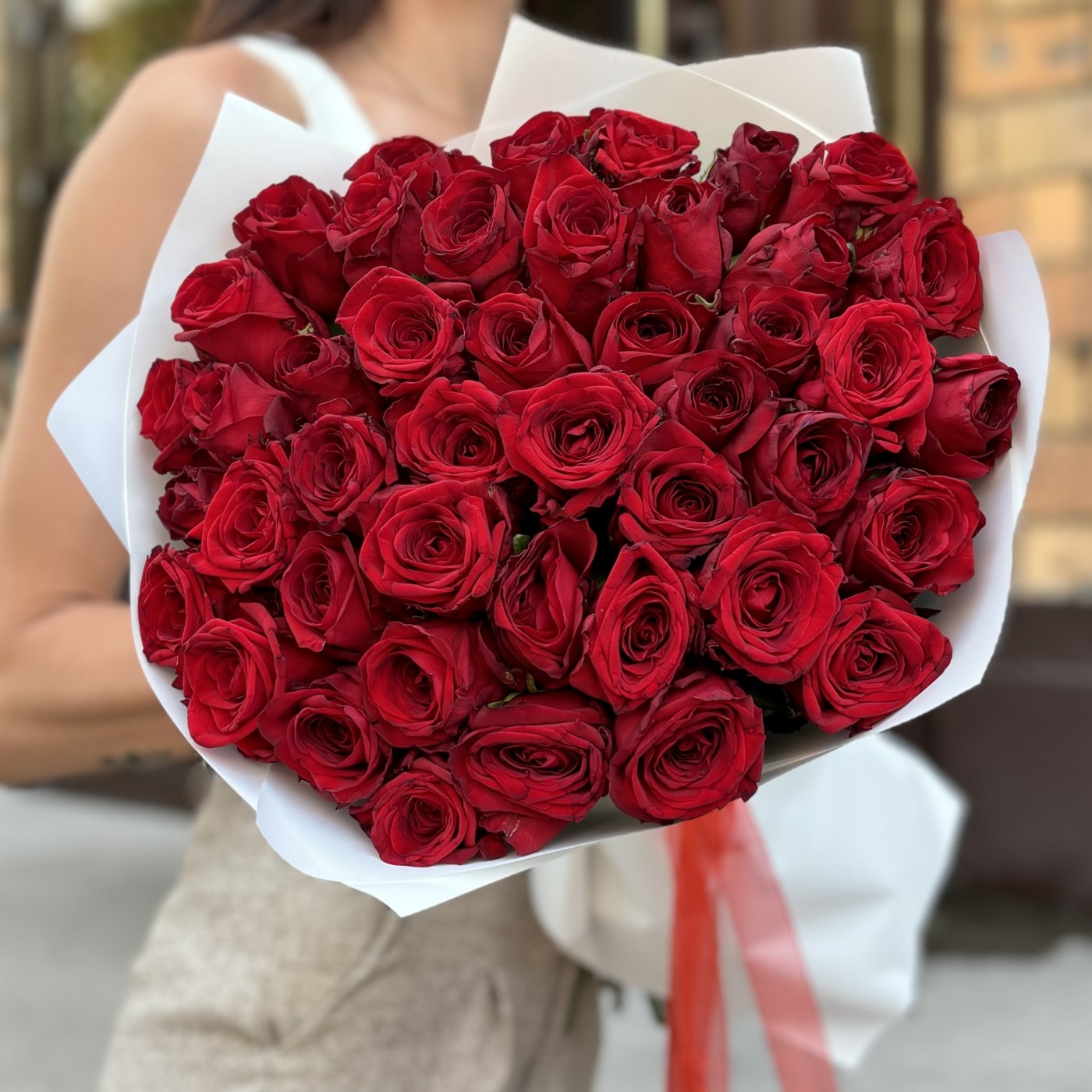 45 красных роз 60 см